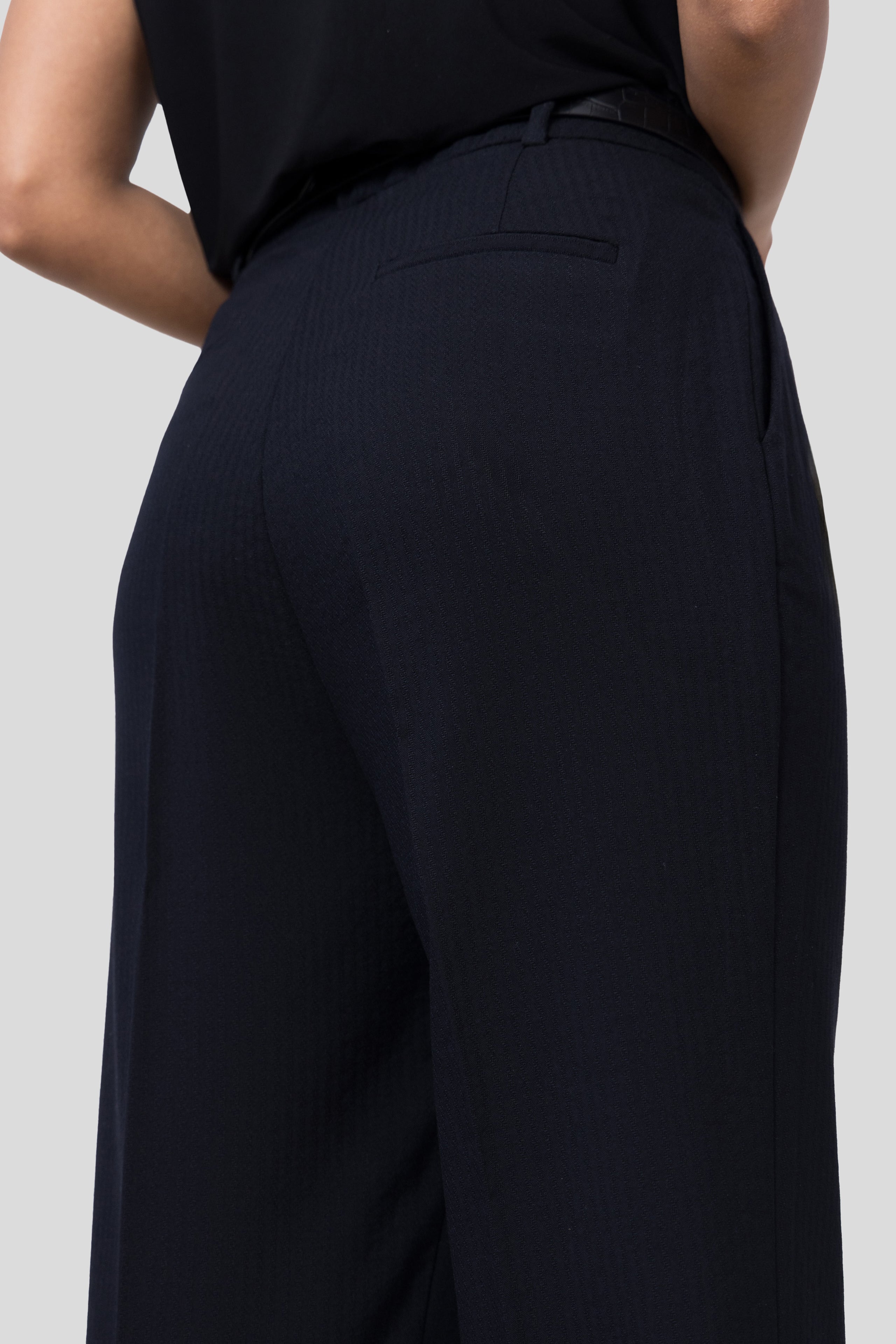 Textured Stripe Wool Trousers