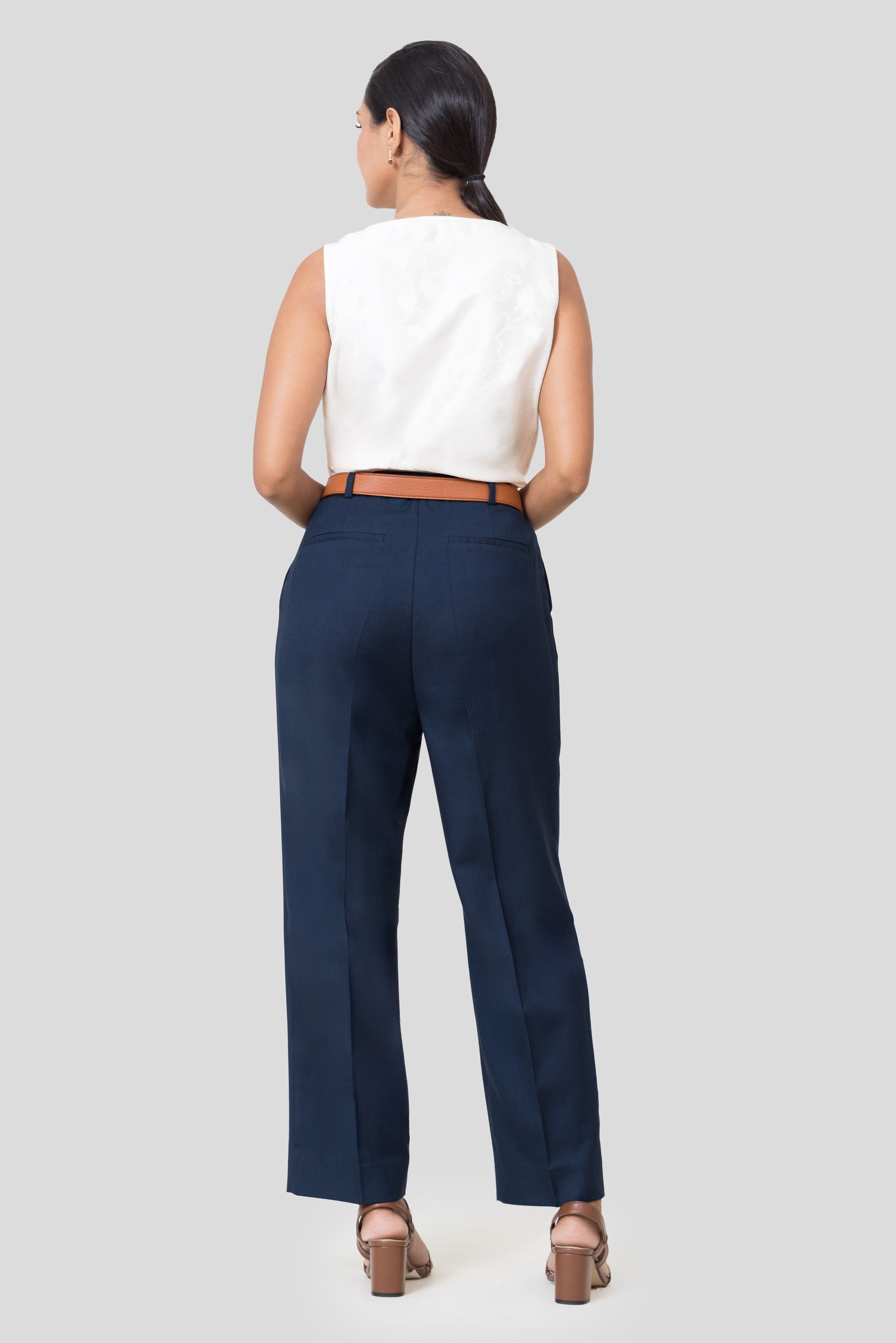 Blue Melange Wool Trousers