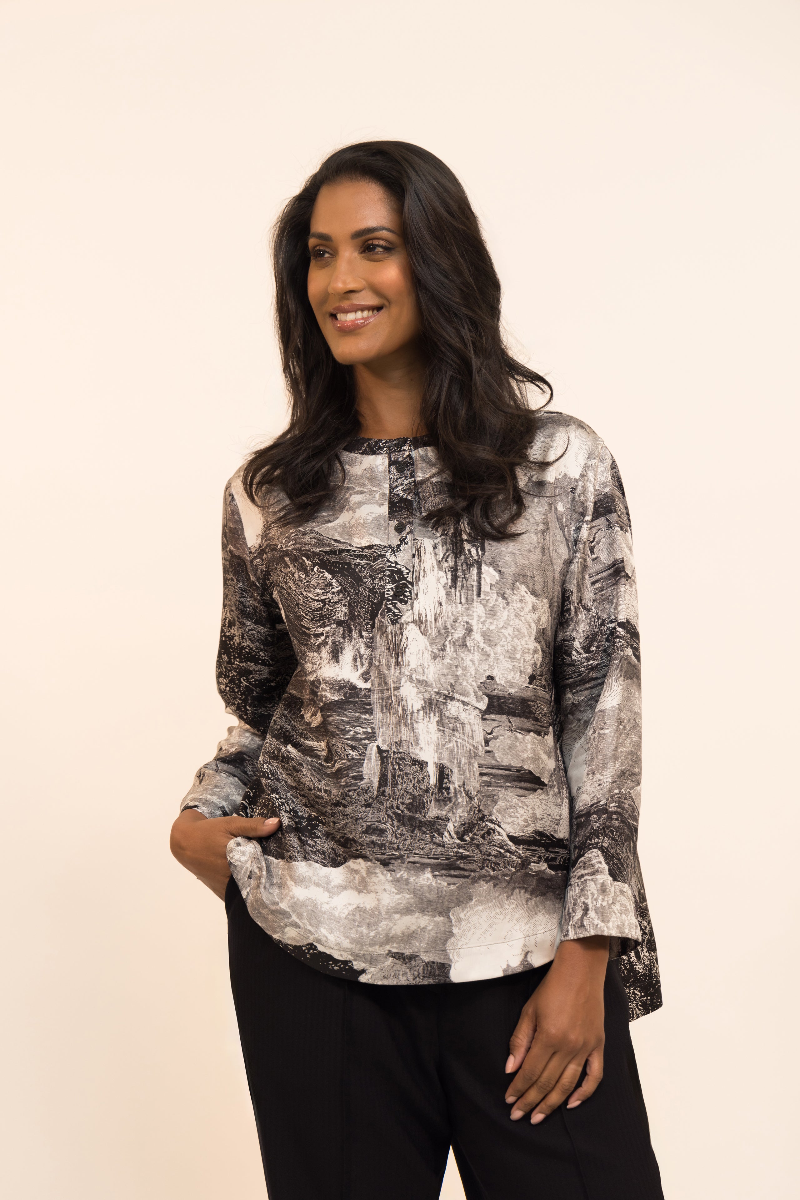 Black and White Blouse