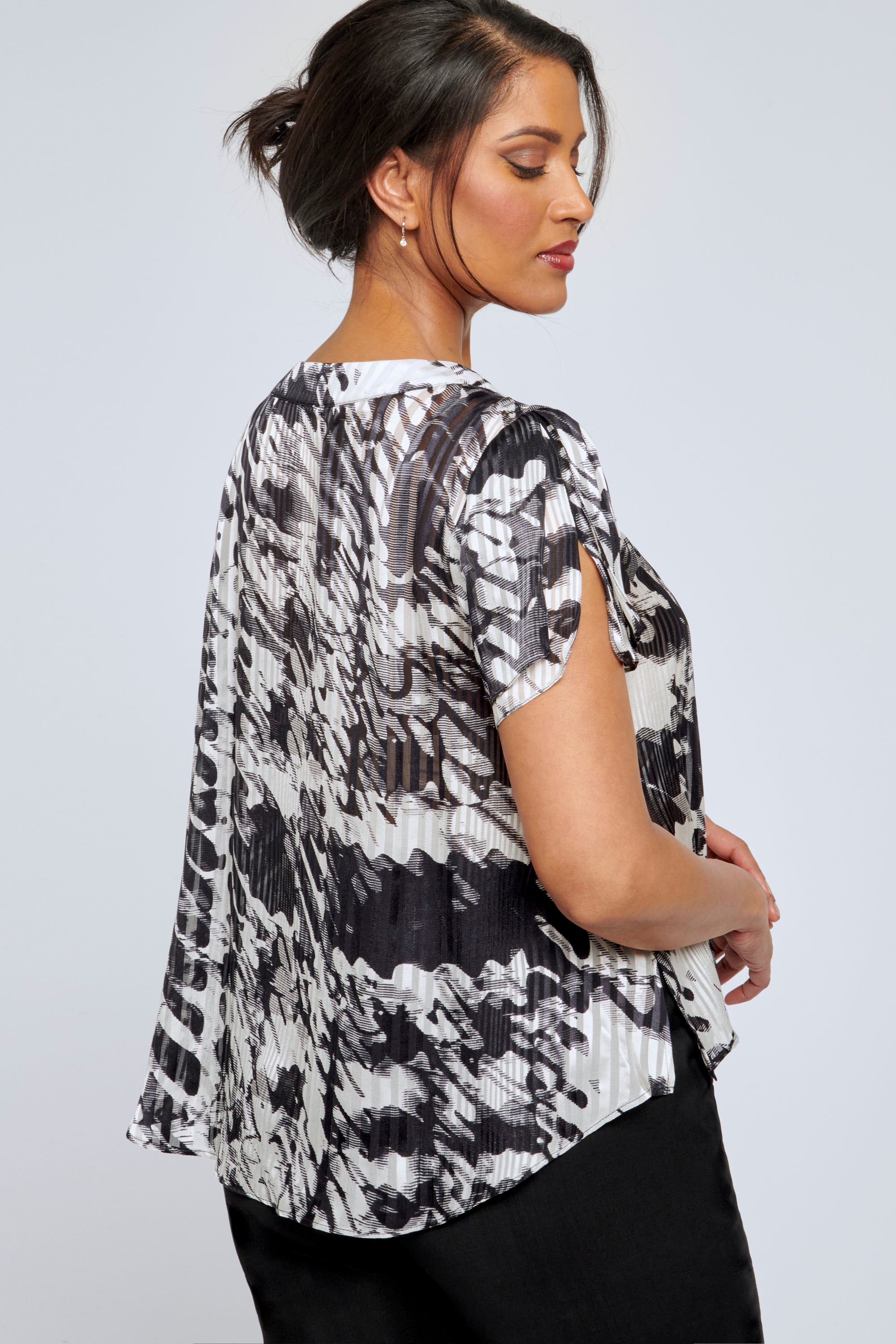 Monochrome Cape Blouse
