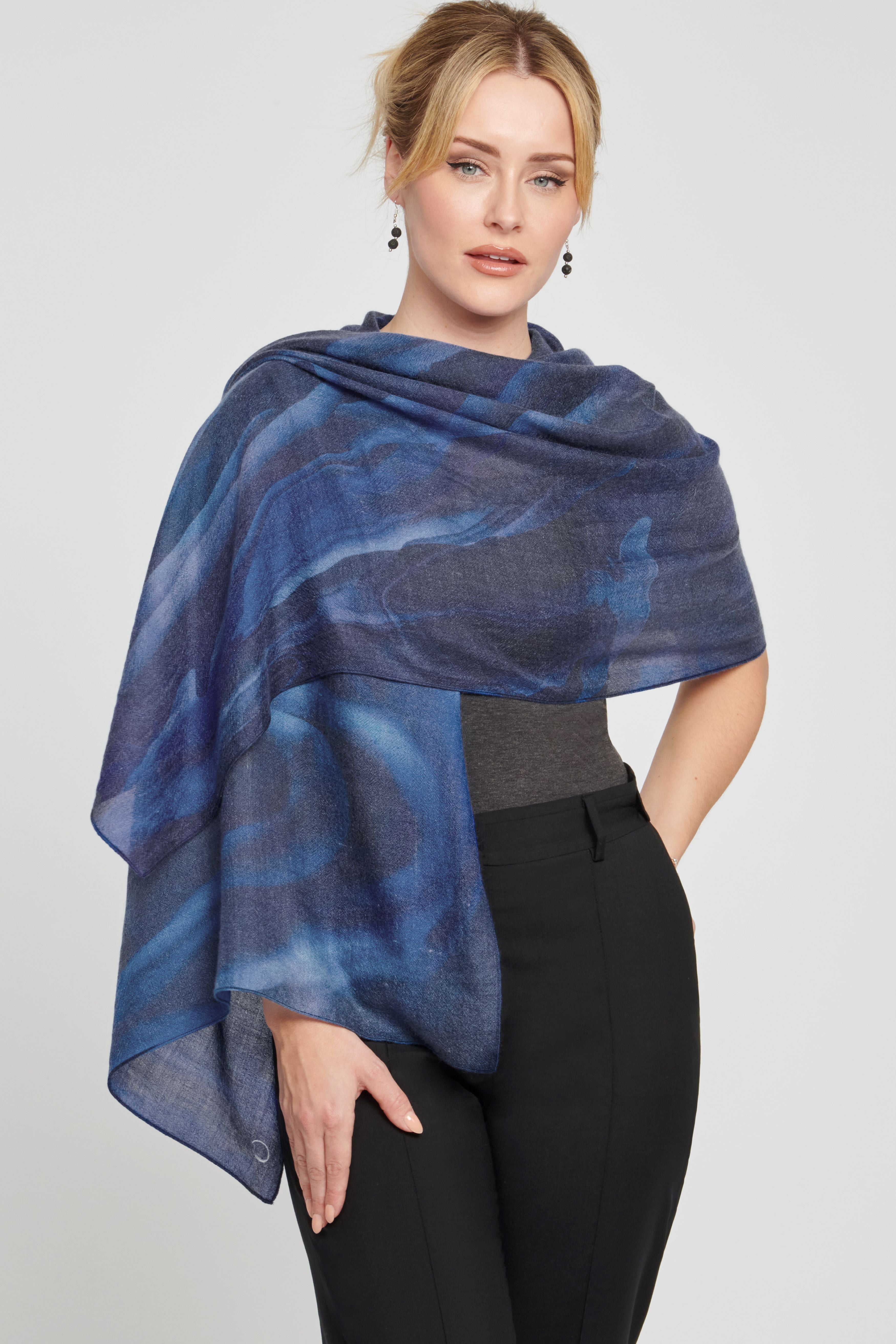 Water-Print Cashmere Scarf