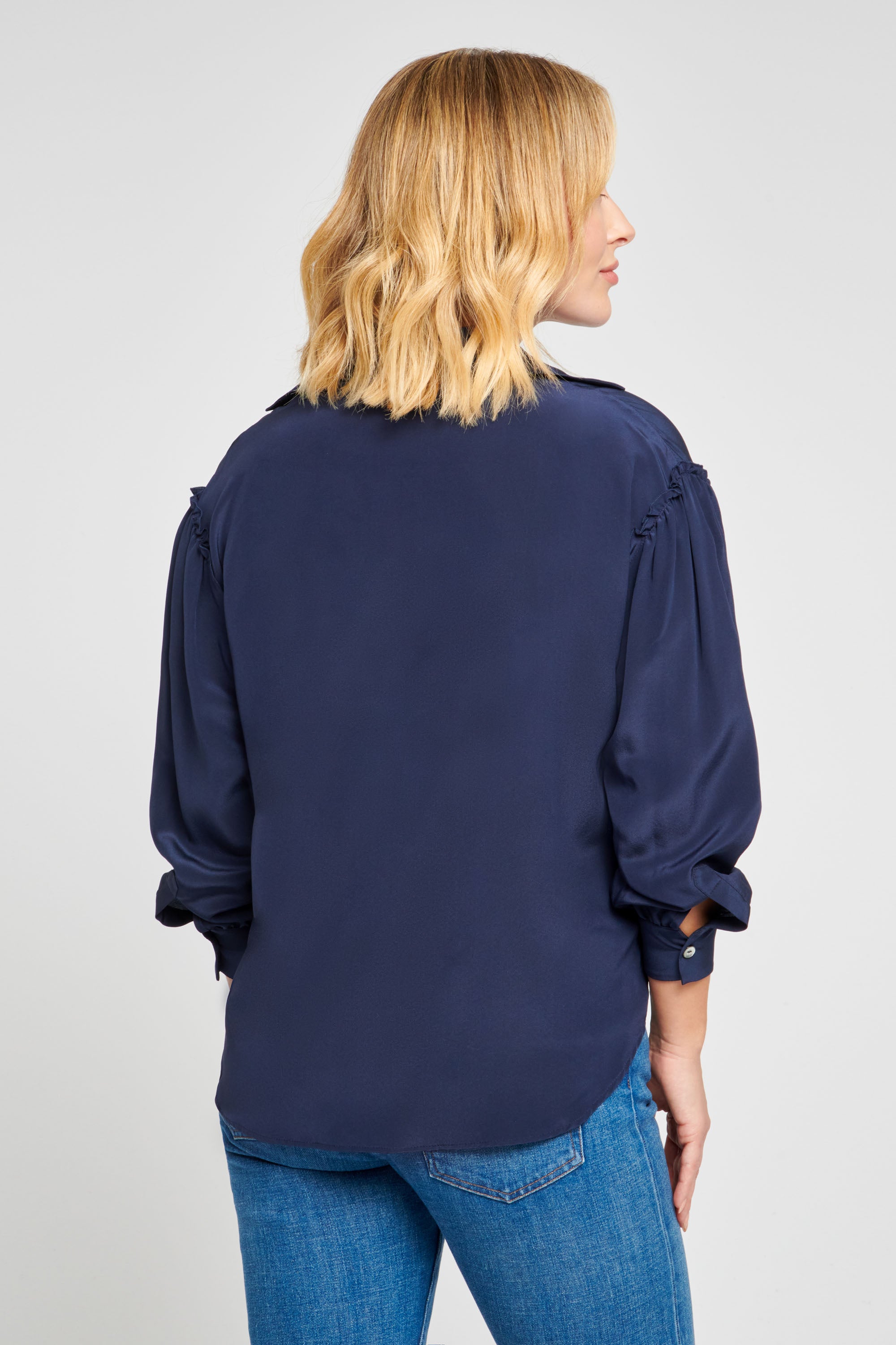 Navy Silk Shirt