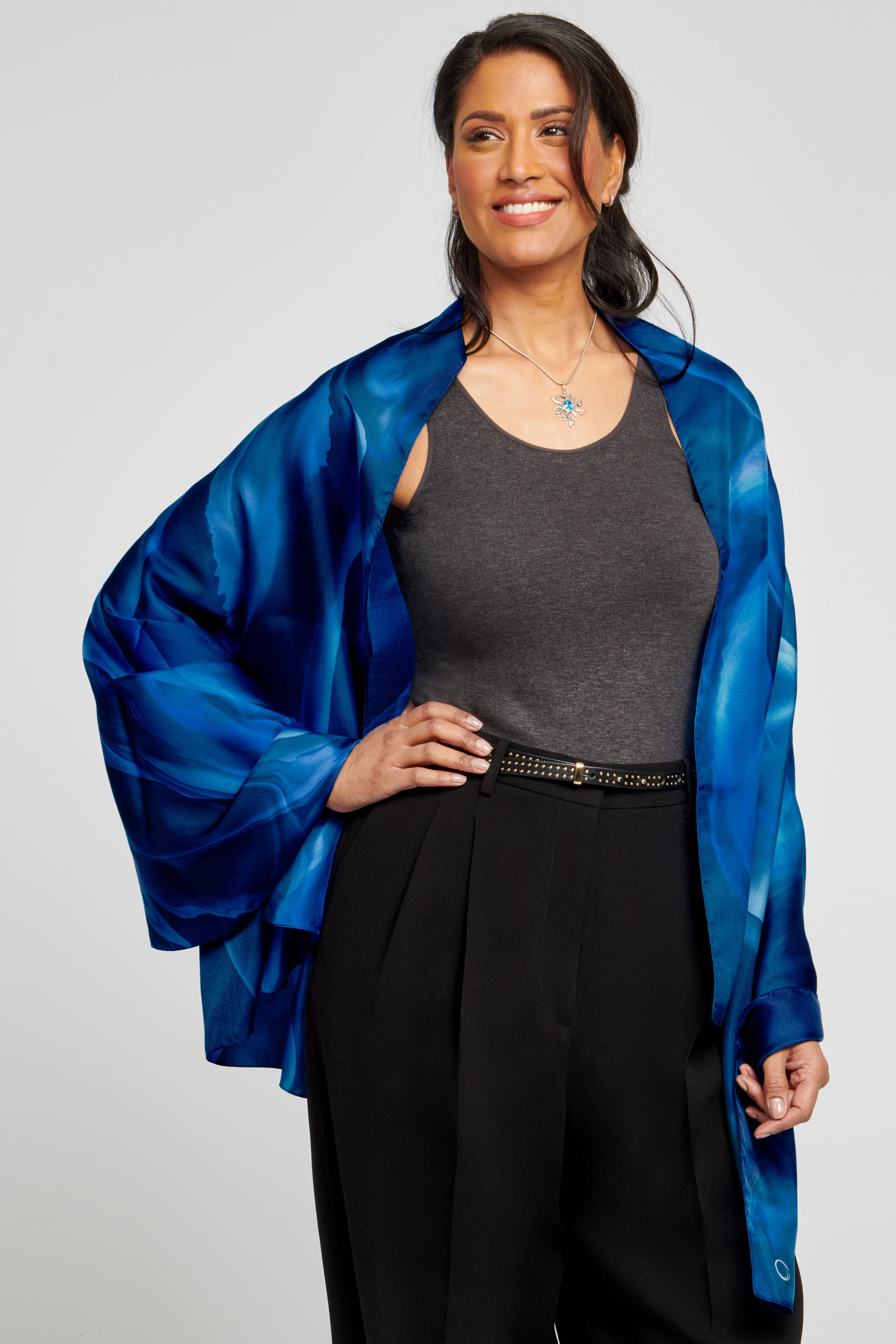 Water-Print Silk Scarf