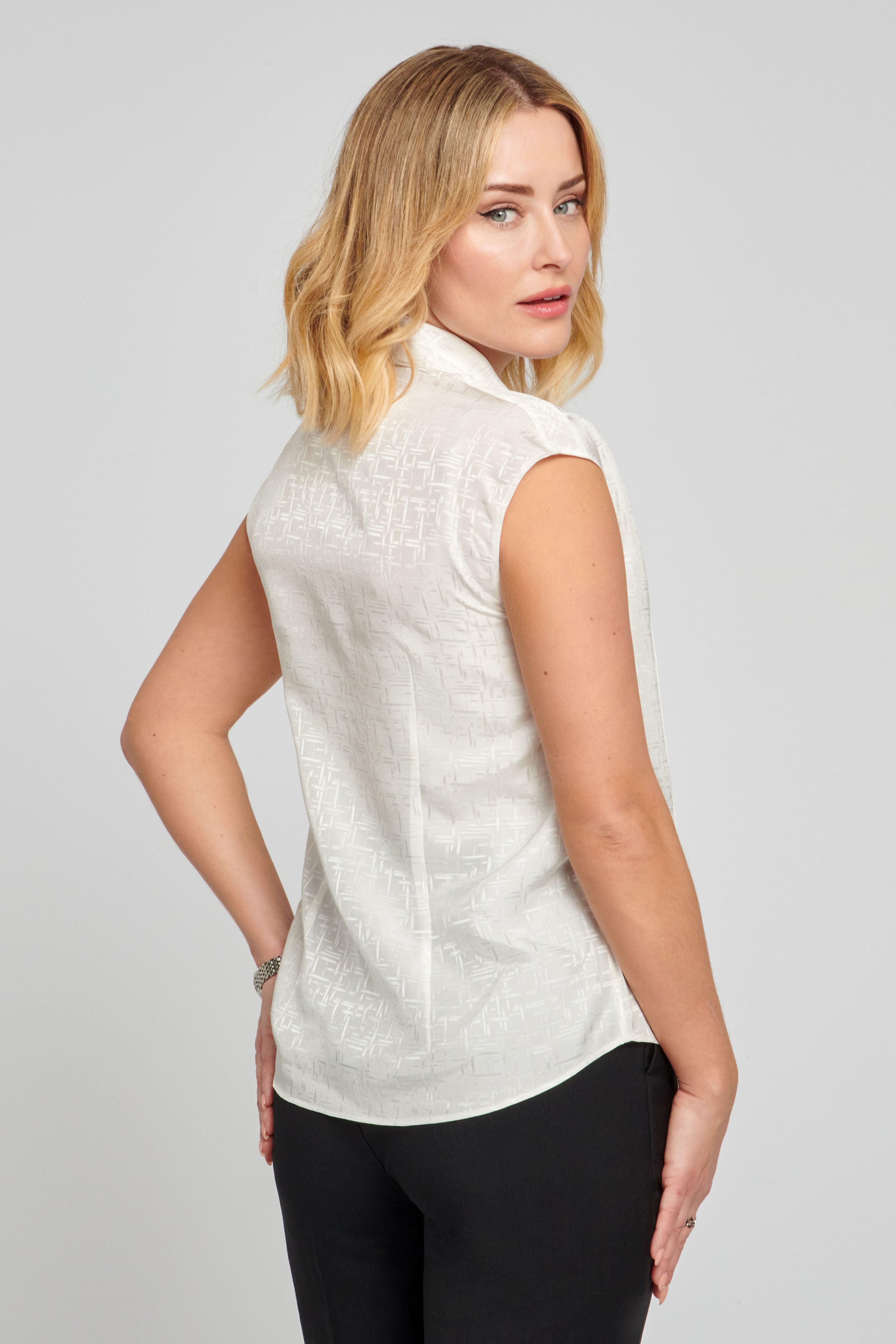 Ivory Silk Tie Blouse