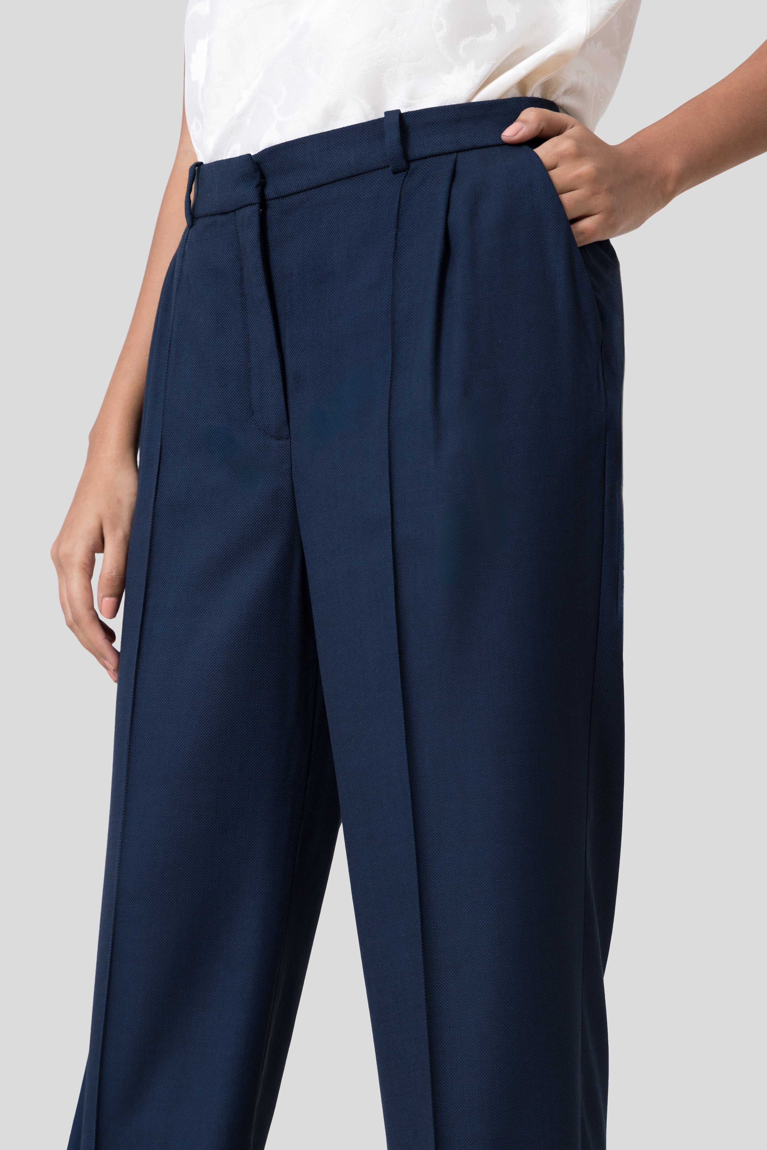 Blue Melange Wool Trousers
