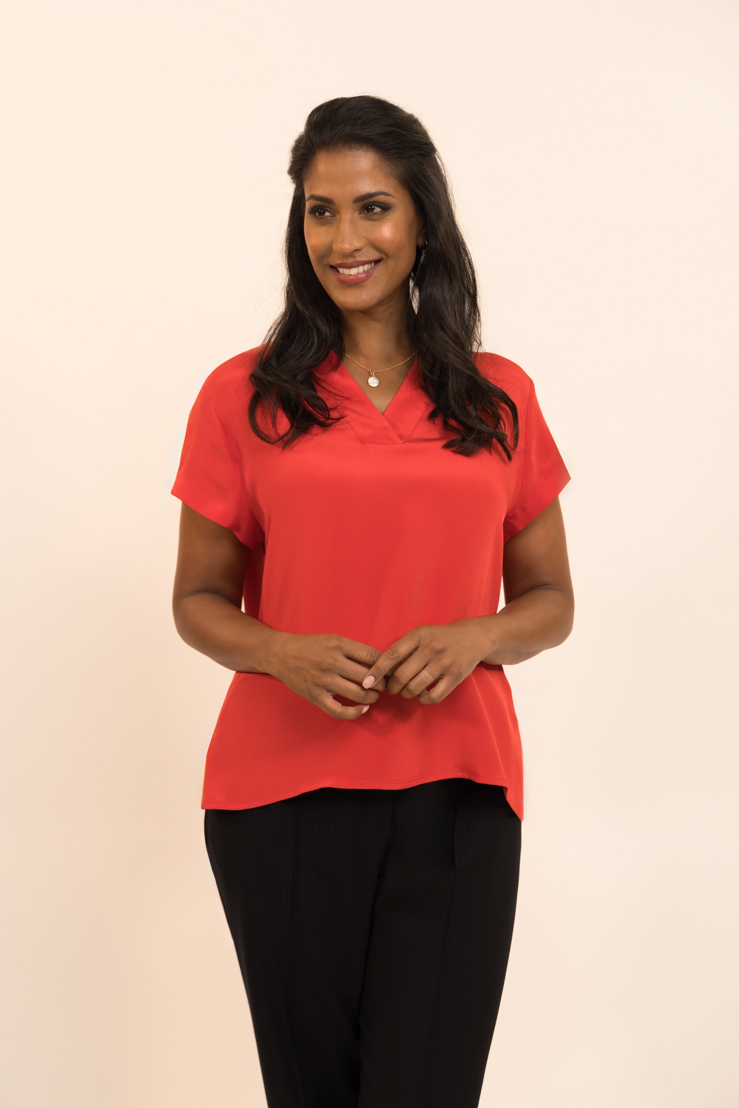 Red Silk Blouse