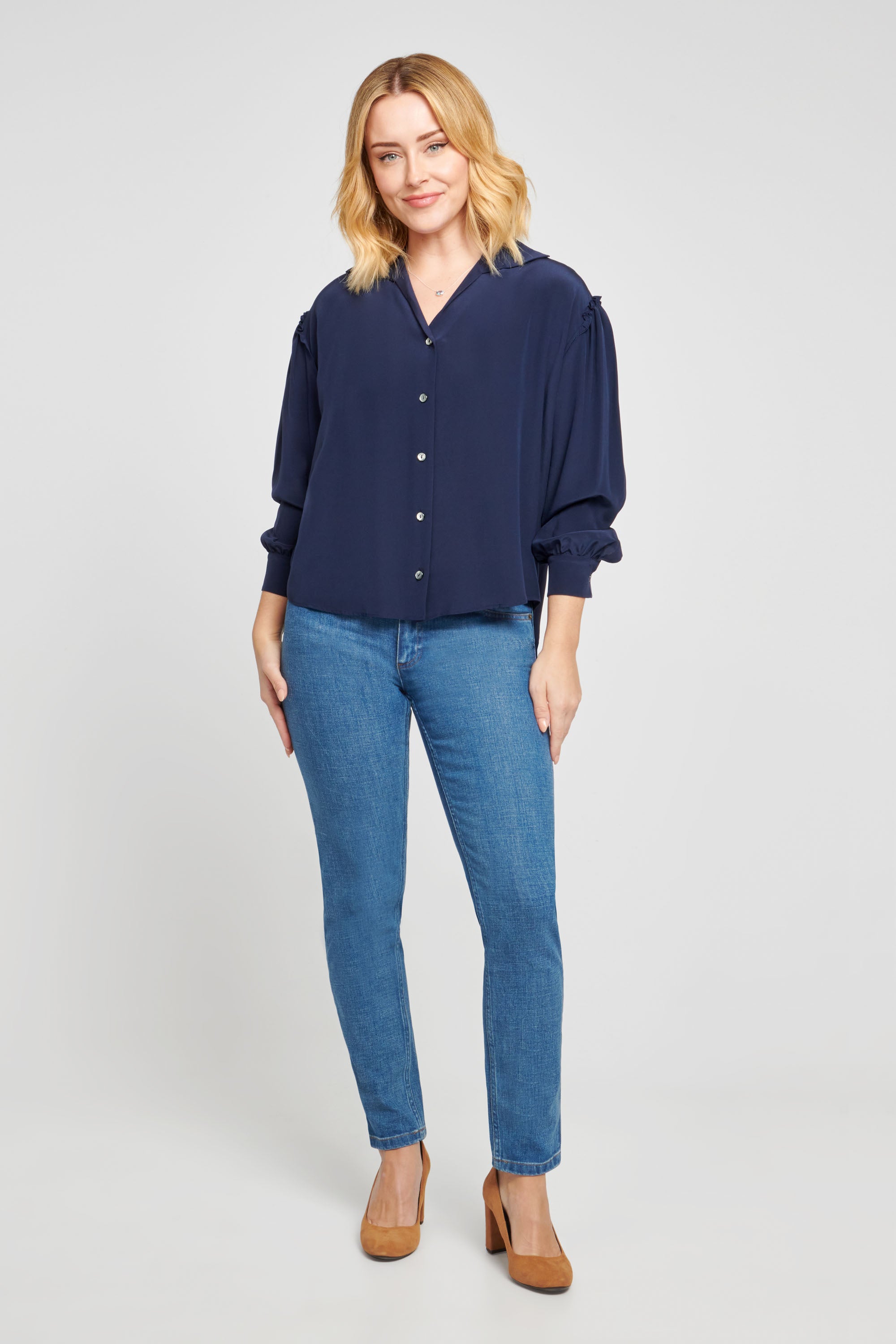 Navy Silk Shirt