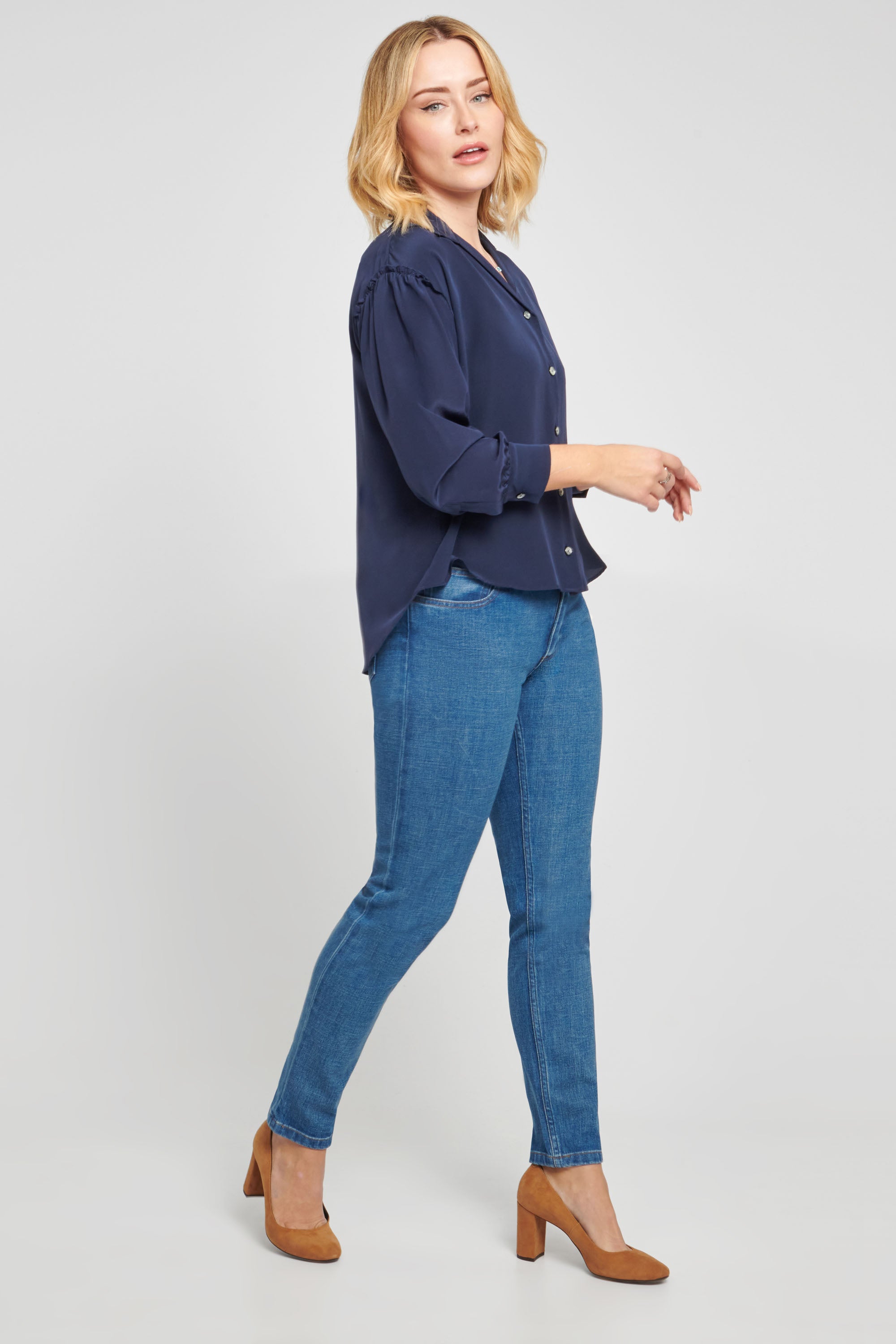 Navy Silk Shirt