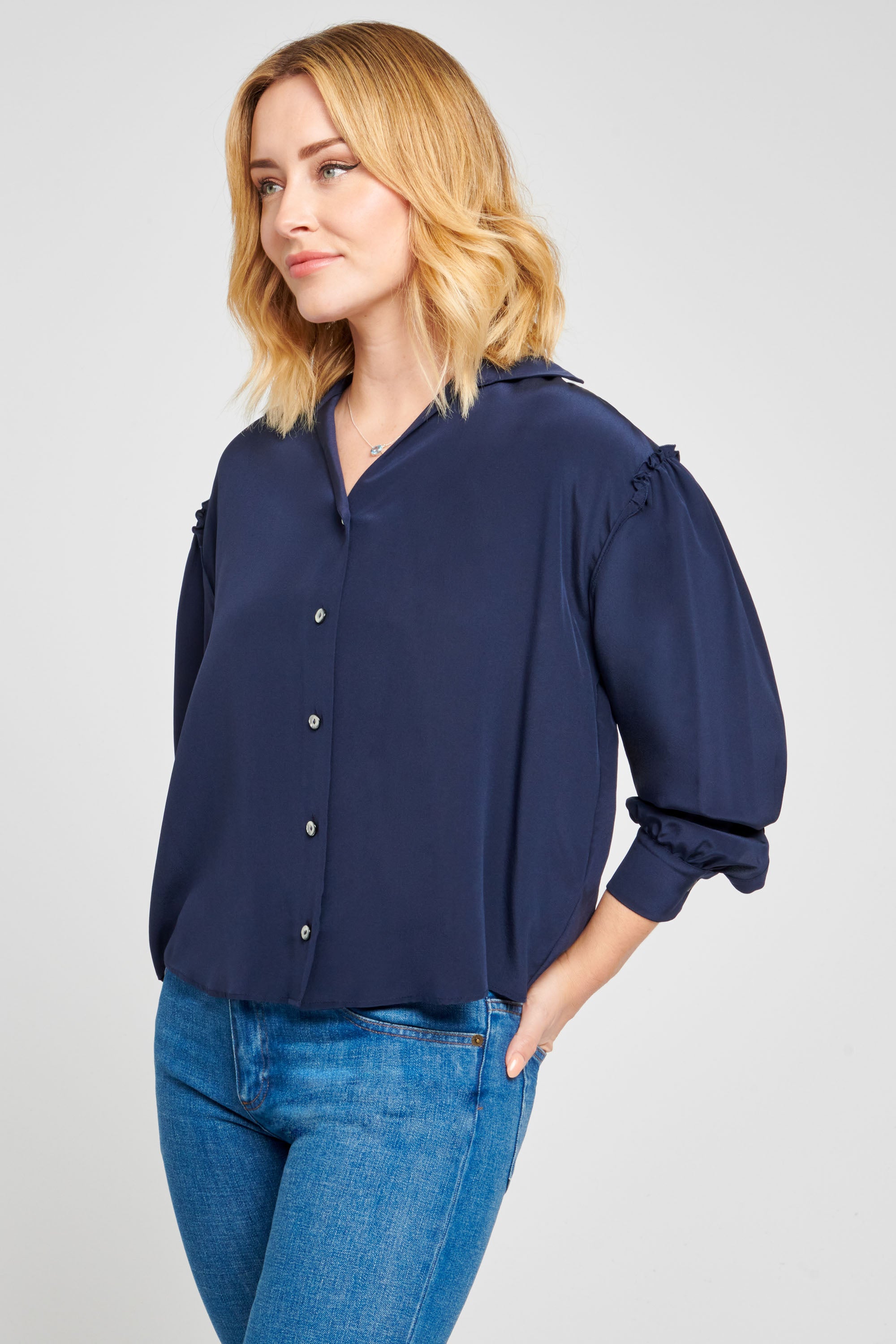 Navy Silk Shirt